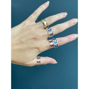Y2k acrylic chunky butterfly emoji rings